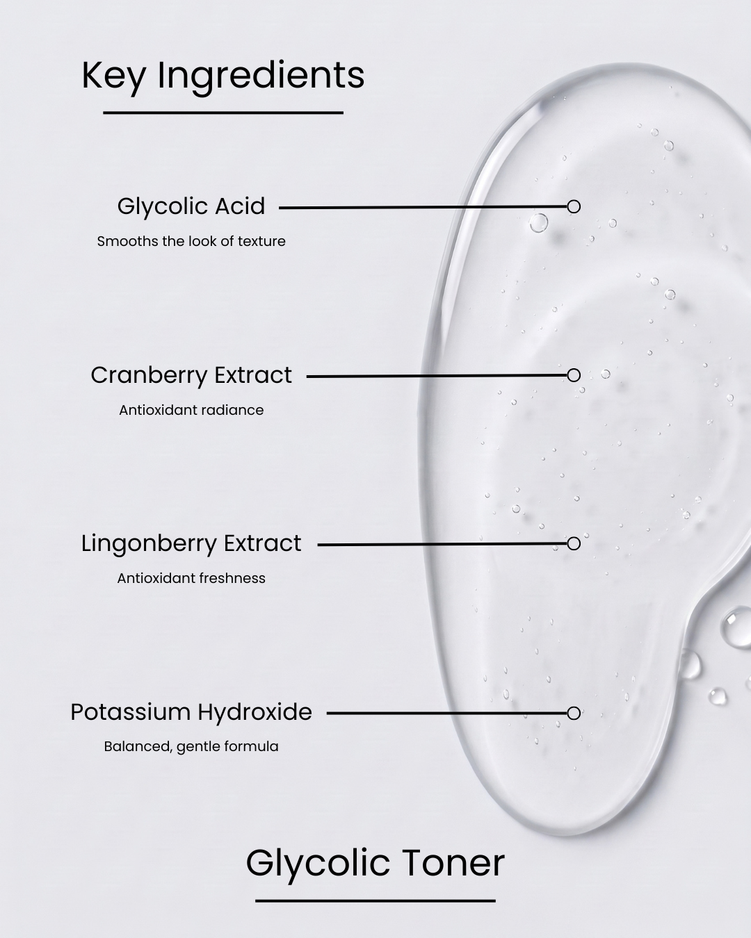 SILNT Glycolic Toner key ingredients: glycolic acid, cranberry extract, lingonberry extract and potassium hydroxide