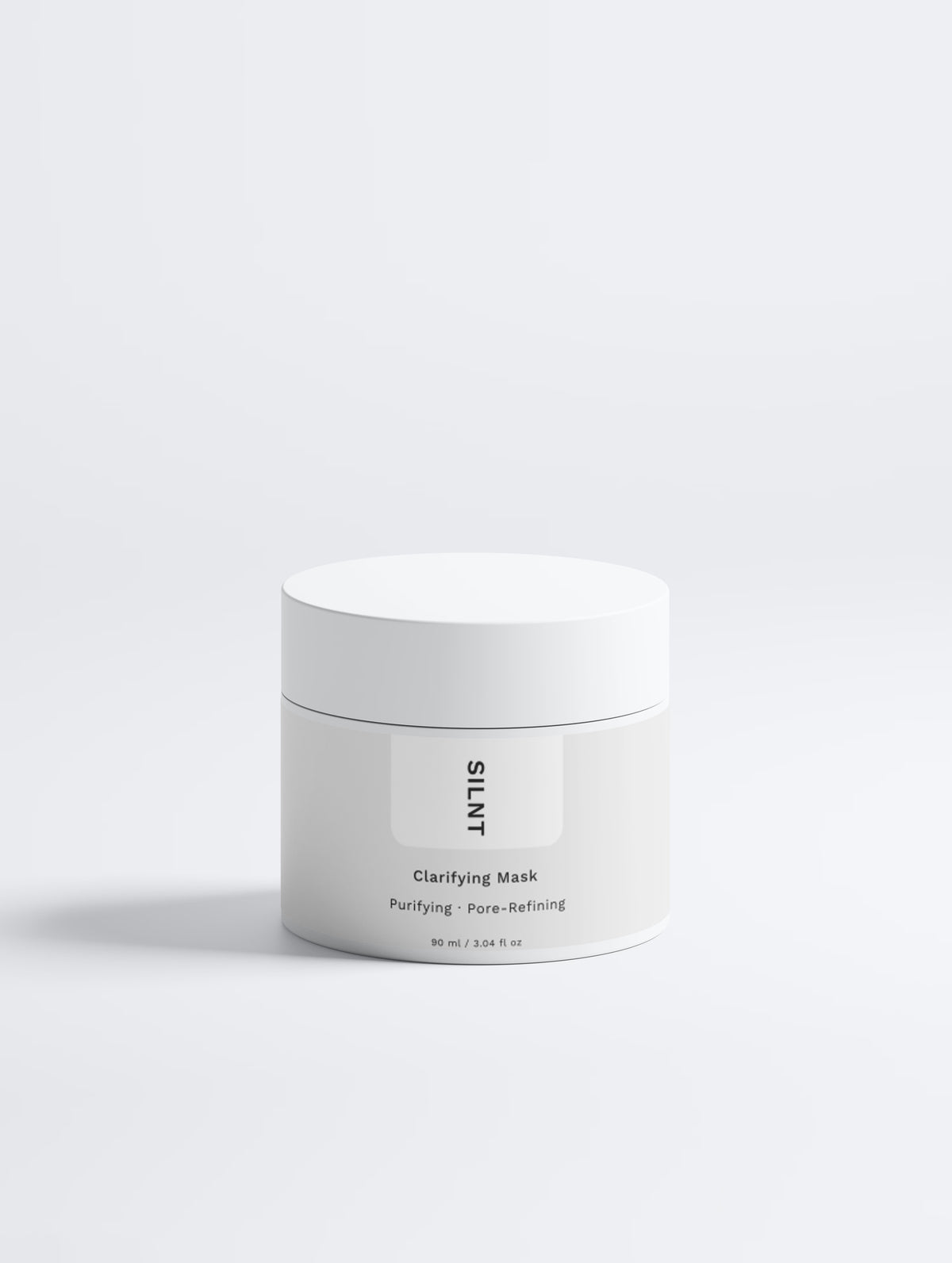 SILNT Clarifying Mask white jar on a light grey background