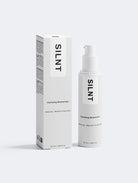 SILNT Clarifying Moisturiser bottle standing beside its carton on a light grey background