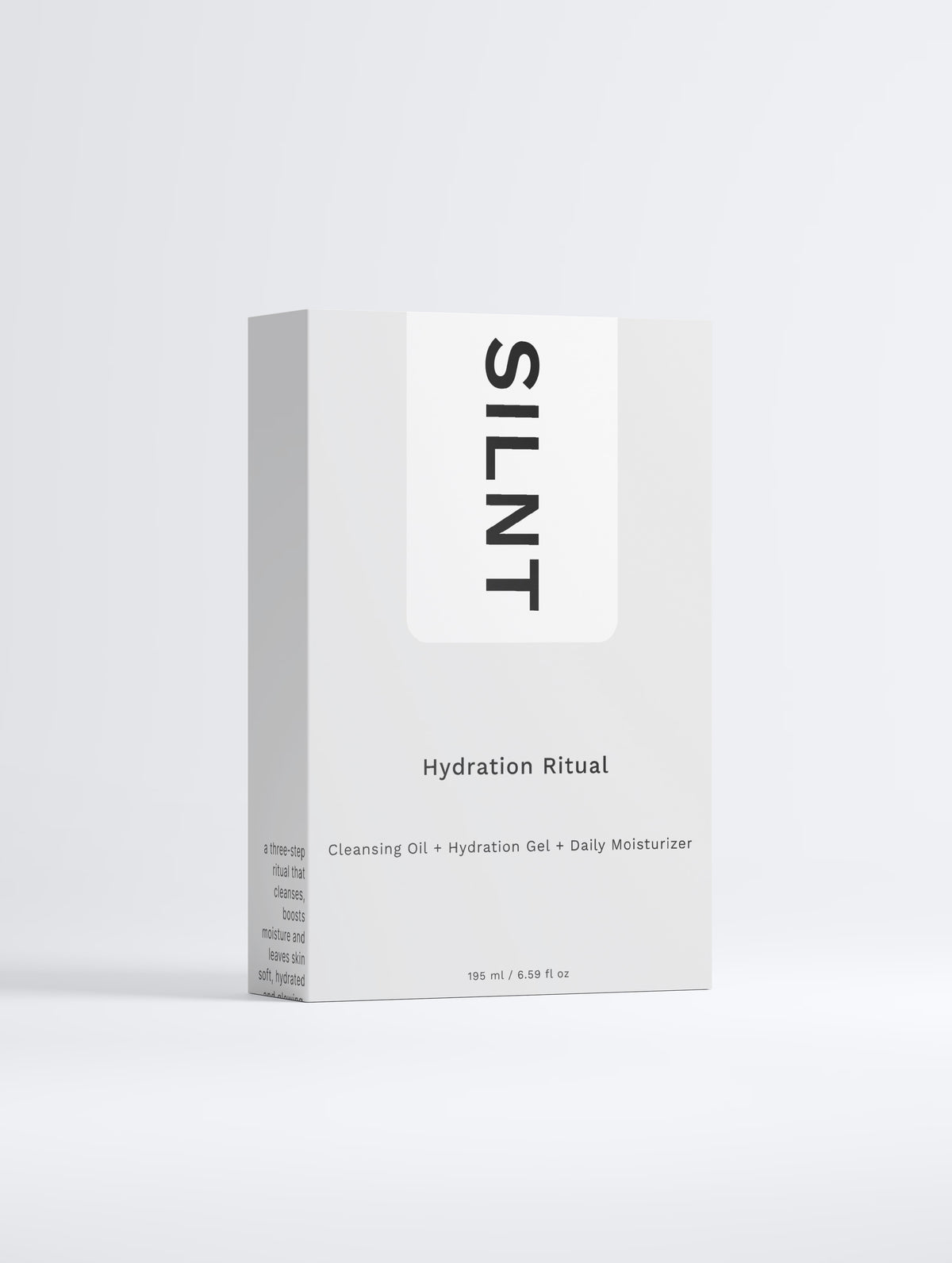 SILNT Hydration Ritual carton: Cleansing Oil, Hydration Gel and Daily Moisturizer