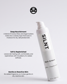 SILNT Rich Cream pump bottle with benefits: Deep Nourishment (Cocoa, Shea, Argan butters), Soft & Replenished (Cloudberry), Gentle on Reactive Skin (fragrance-free)