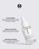 SILNT Exfoliating Concentrate dropper bottle with benefits: Gentle Exfoliation (10% Lactic Acid), Brighter, Renewed Skin, Hydrating & Comforting (Hyaluronic Acid, Sage, White Tea)