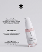 SILNT Exosome Serum pump bottle with benefits: Barrier & Radiance (Exosomes, Niacinamide), Refines & Plumps (Lactic Acid, Hyaluronic Acid), Soothing Comfort (Centella Asiatica)
