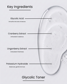 SILNT Glycolic Toner key ingredients: glycolic acid, cranberry extract, lingonberry extract and potassium hydroxide