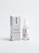 SILNT Plumping Serum bottle standing beside its carton on a light grey background
