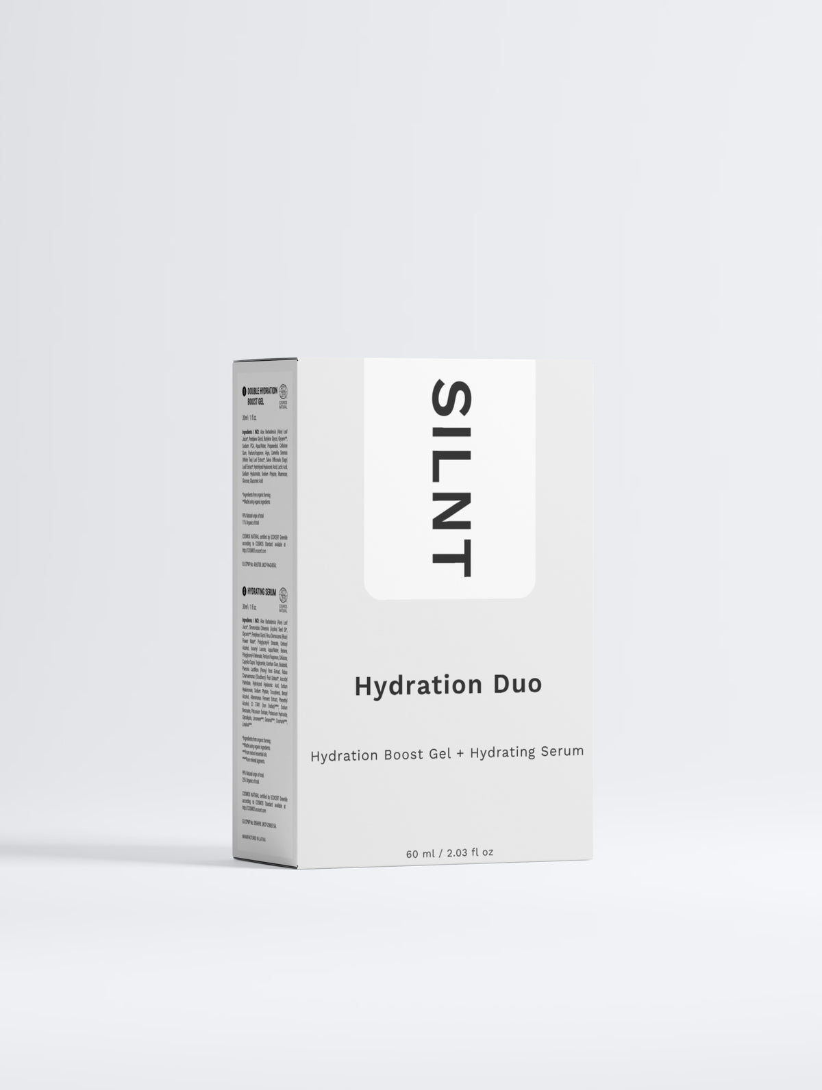 SILNT Hydration Duo carton: Hydration Gel and Hydrating Serum